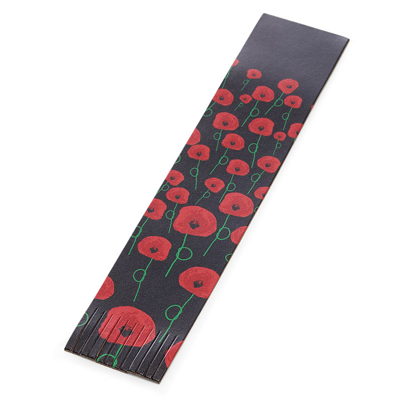remembrance poppy recycled leather notebook black with frills